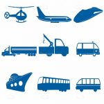 Blue Transportation Icon Set